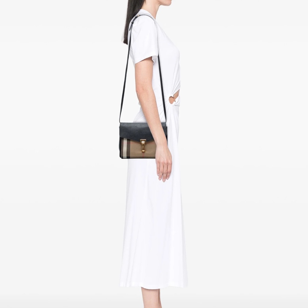 Burberry Black and Beige Macken Crossbody Shoulder Bag